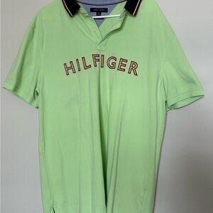 #028 Tommy Hilfiger Men's Lime Green Men’s XL Polo Shirt